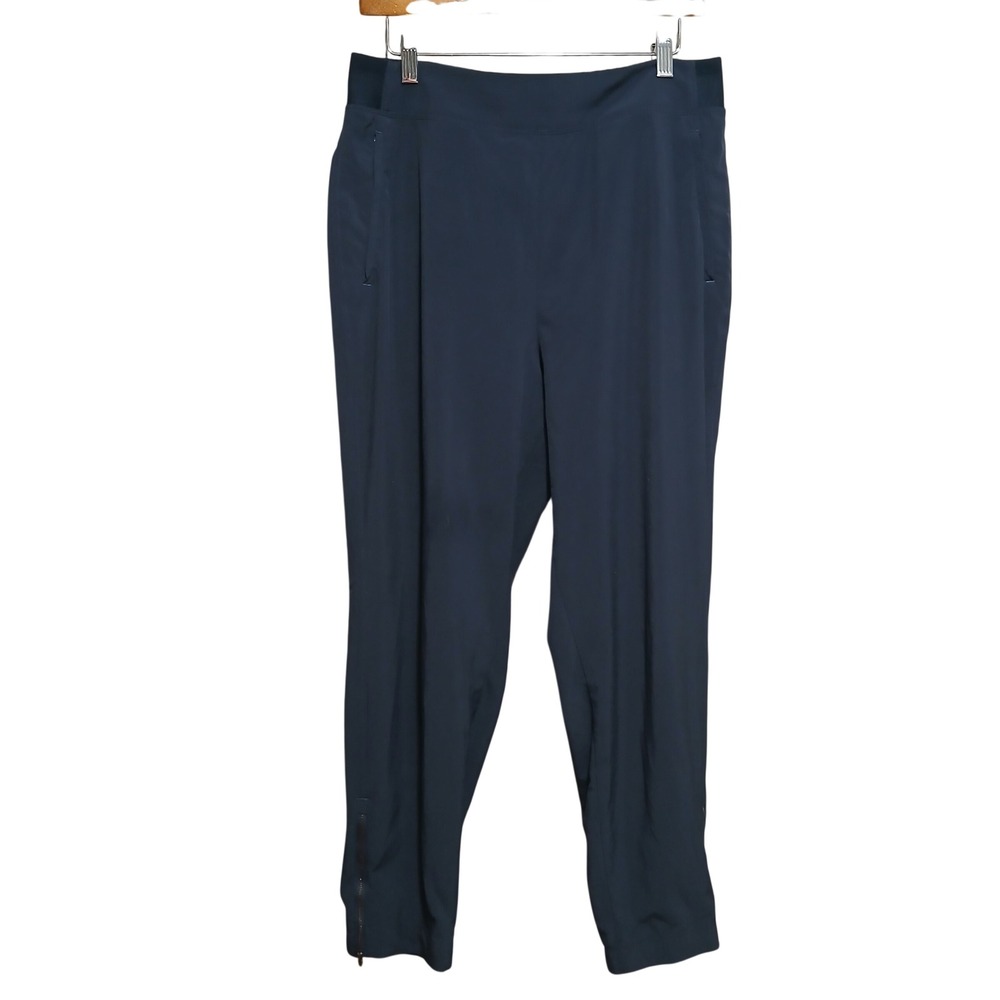Athleta Navy Blue Ankle Zip Track Jogger Pants Womens Size 12 Lightweight Hiking